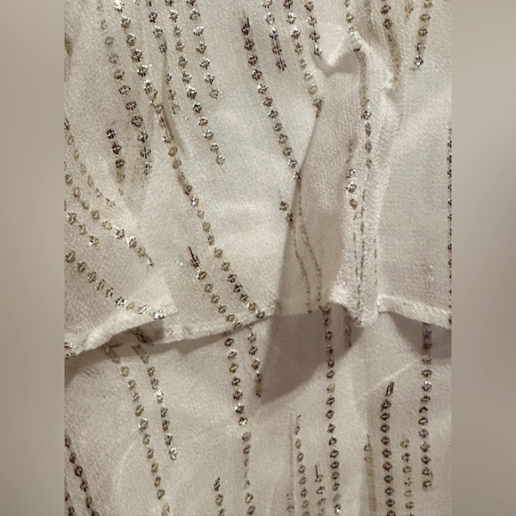 Shore Magnolia White with Gold Thread Tiered Maxi Skirt - Picture 6 of 7